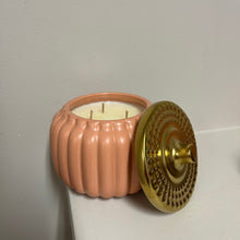 Load image into Gallery viewer, Limited Edition 3- Wick Pumpkin Candle | Orange Colored Ceramic Jar
