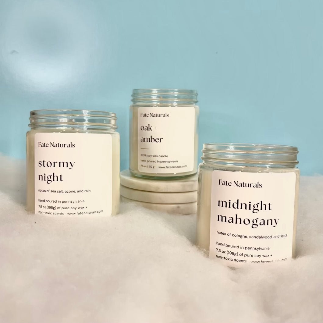 Masculine Bundle (3 Non-Toxic Soy Candles) - Fate Naturals