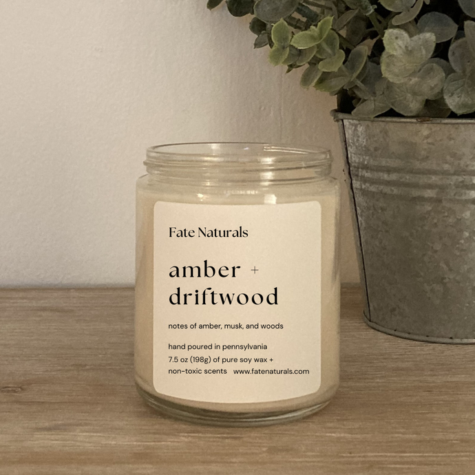 Amber + Driftwood Non-Toxic Candle - Fate Beauty 