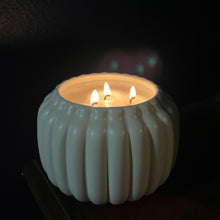 Load image into Gallery viewer, Limited Edition 3- Wick Pumpkin Candle | Cream Colored Ceramic Jar
