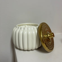 Load image into Gallery viewer, Limited Edition 3- Wick Pumpkin Candle | Cream Colored Ceramic Jar
