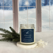 Load image into Gallery viewer, Spruce + Snow Non-Toxic Candle (Frosted Evergreen Trees + Cool Air)
